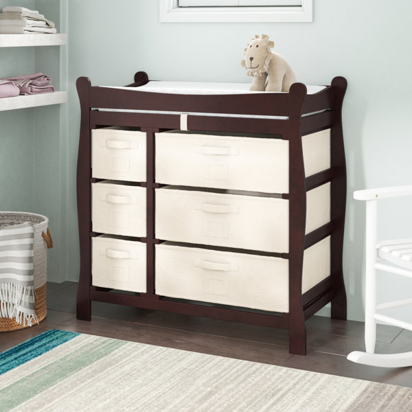 Viv + Rae Shannon Sleigh Style Baby Changing Table with 6 Baskets